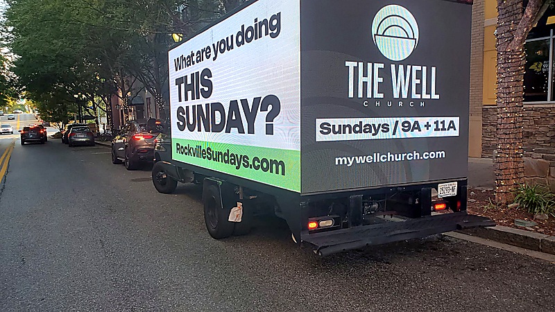 Mobile LED billboard for a community event
